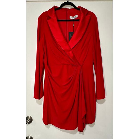 Ieena for Mac Duggal Long Sleeve Blazer Formal Dress Red #27362 Size 12 NWT - Picture 2 of 16
